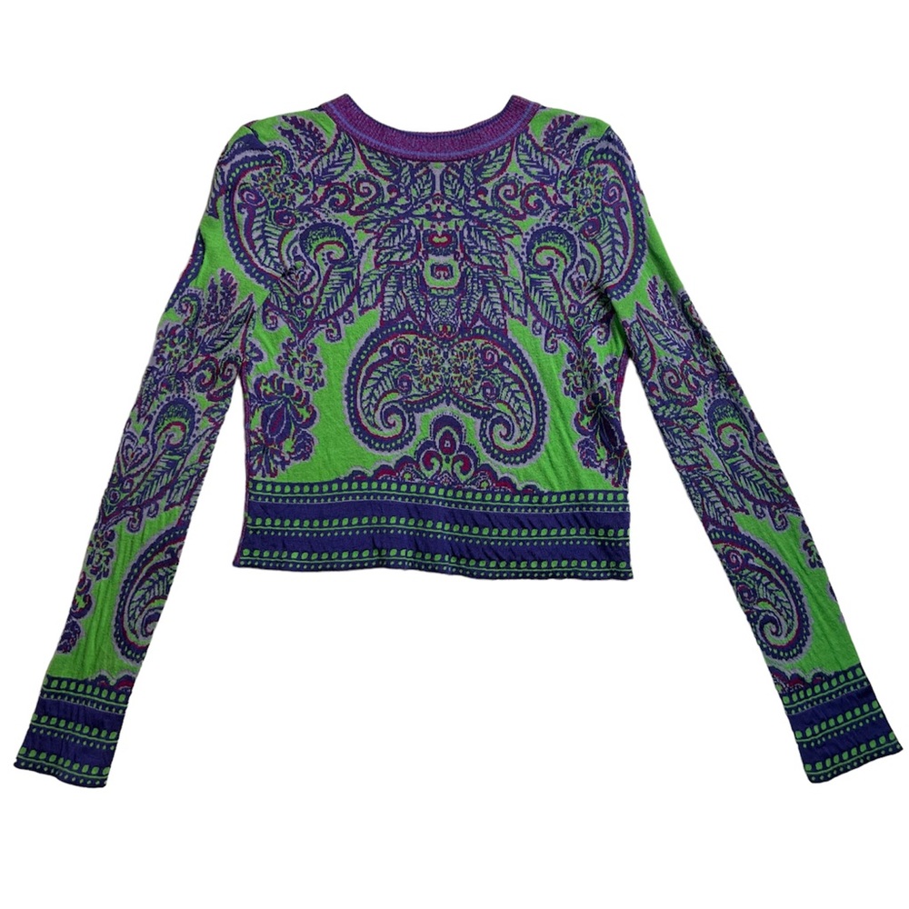 Free People Paisley Green/Purple Long sleeve